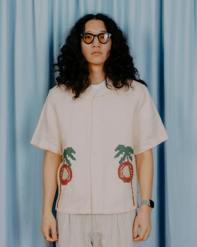 Veloso Bahia Sunset Embroidery S/S Shirt - White