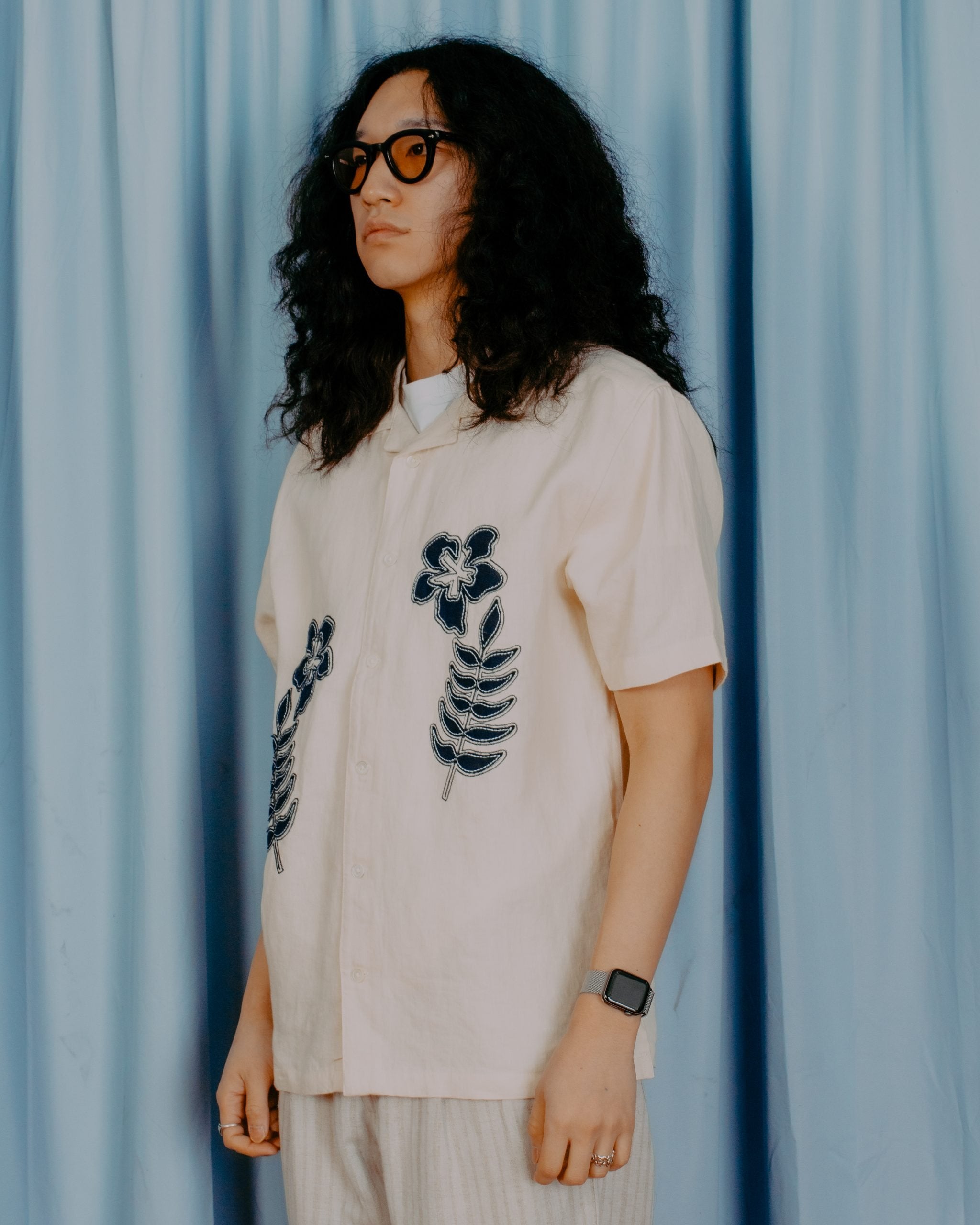 Stachio Floral Flock S/S Shirt - White