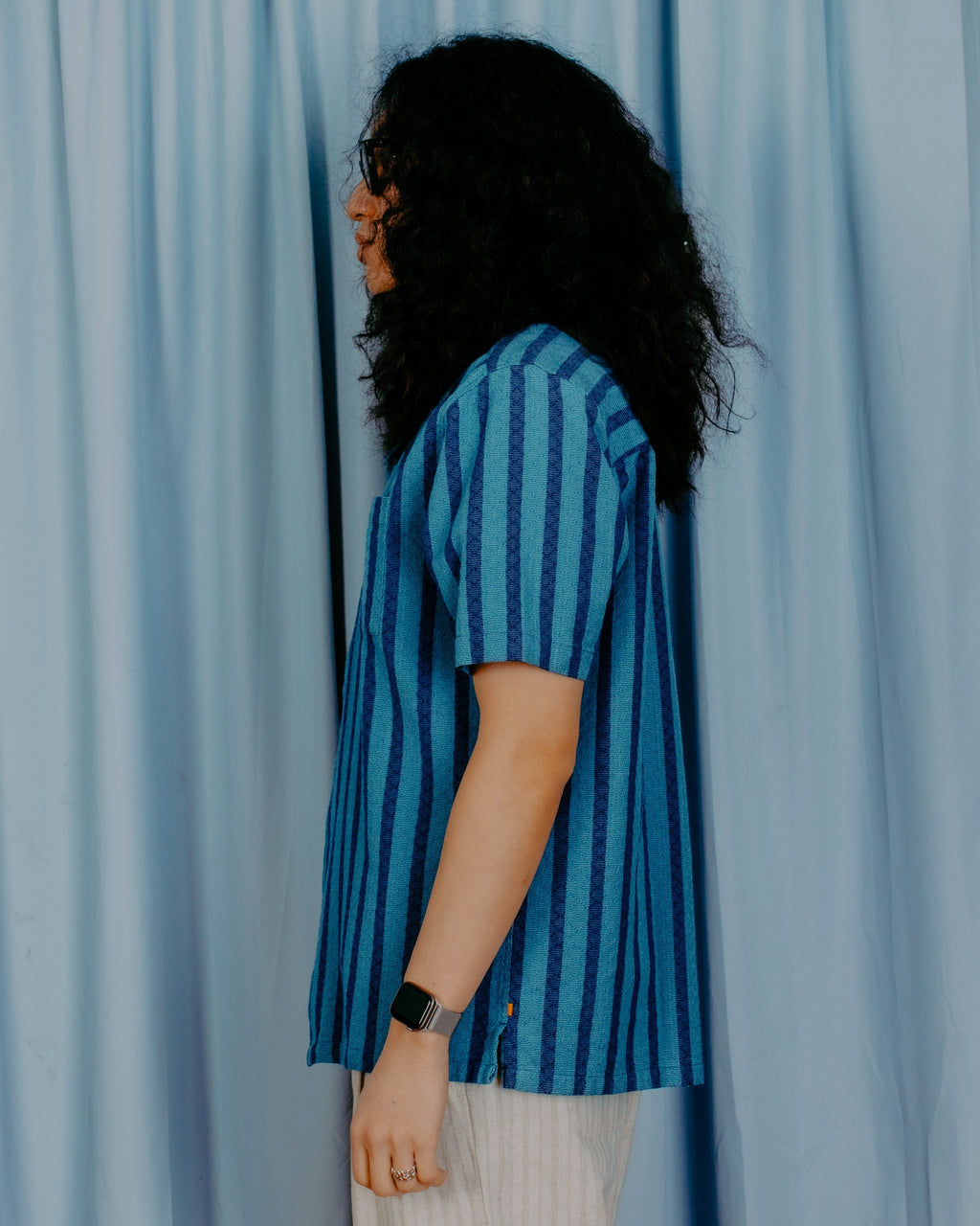 Selleck Dobby Stripe S/S Shirt - Navy