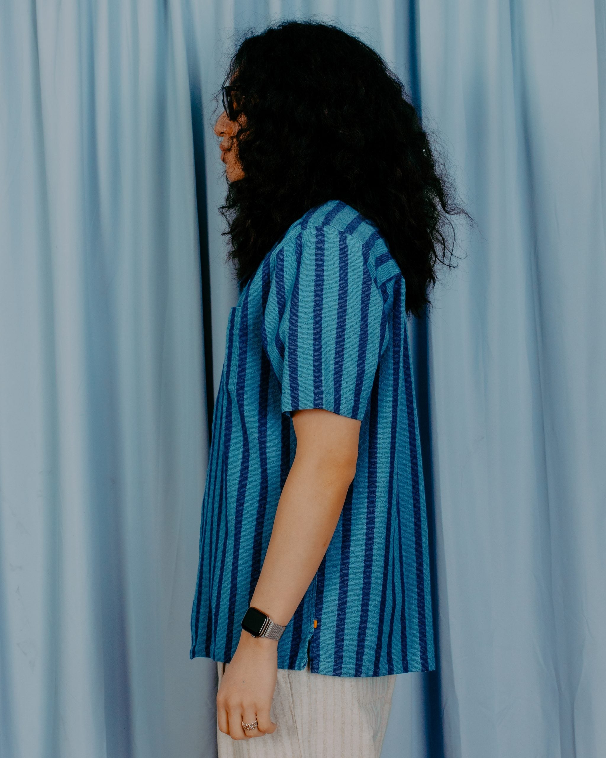 Selleck Dobby Stripe S/S Shirt - Navy