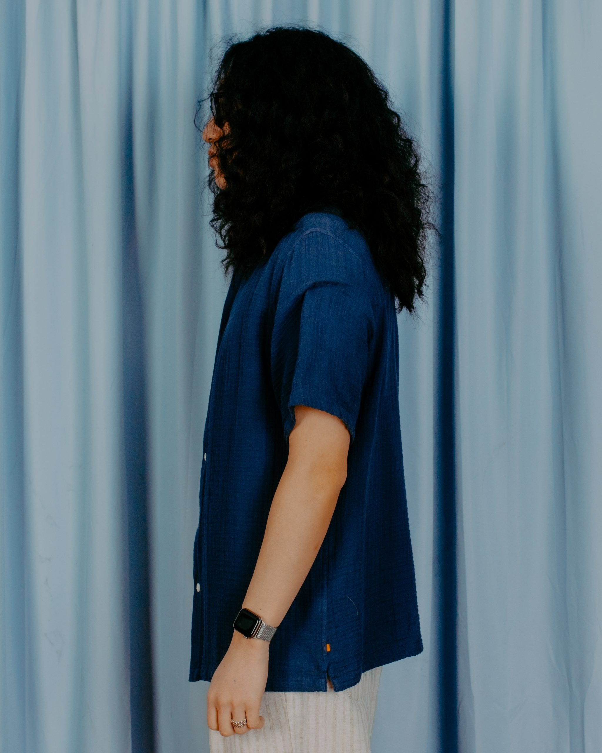 Busey Double Cloth S/S Shirt - Navy Iris