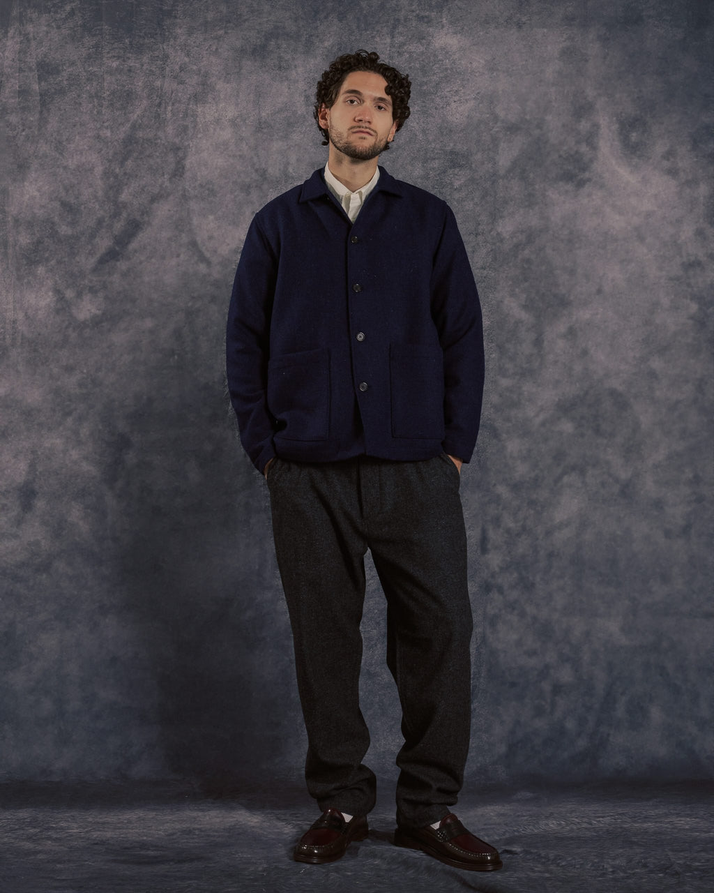 Easy Jacket Indigo Harris Tweed Plaid