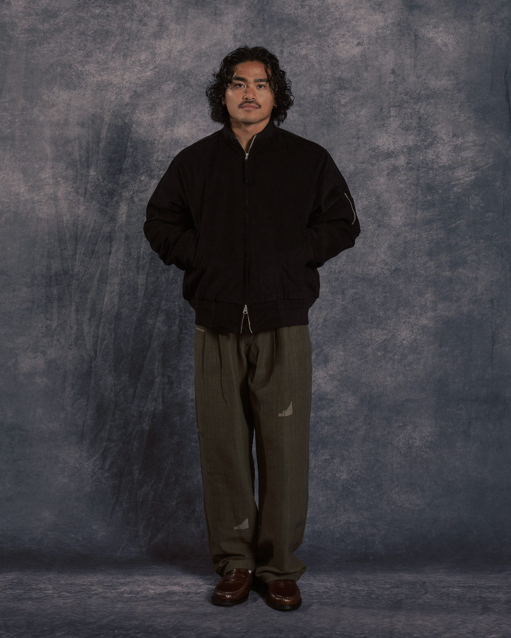 Max Quilted Bomber Jacket Black Corduroy CORD14