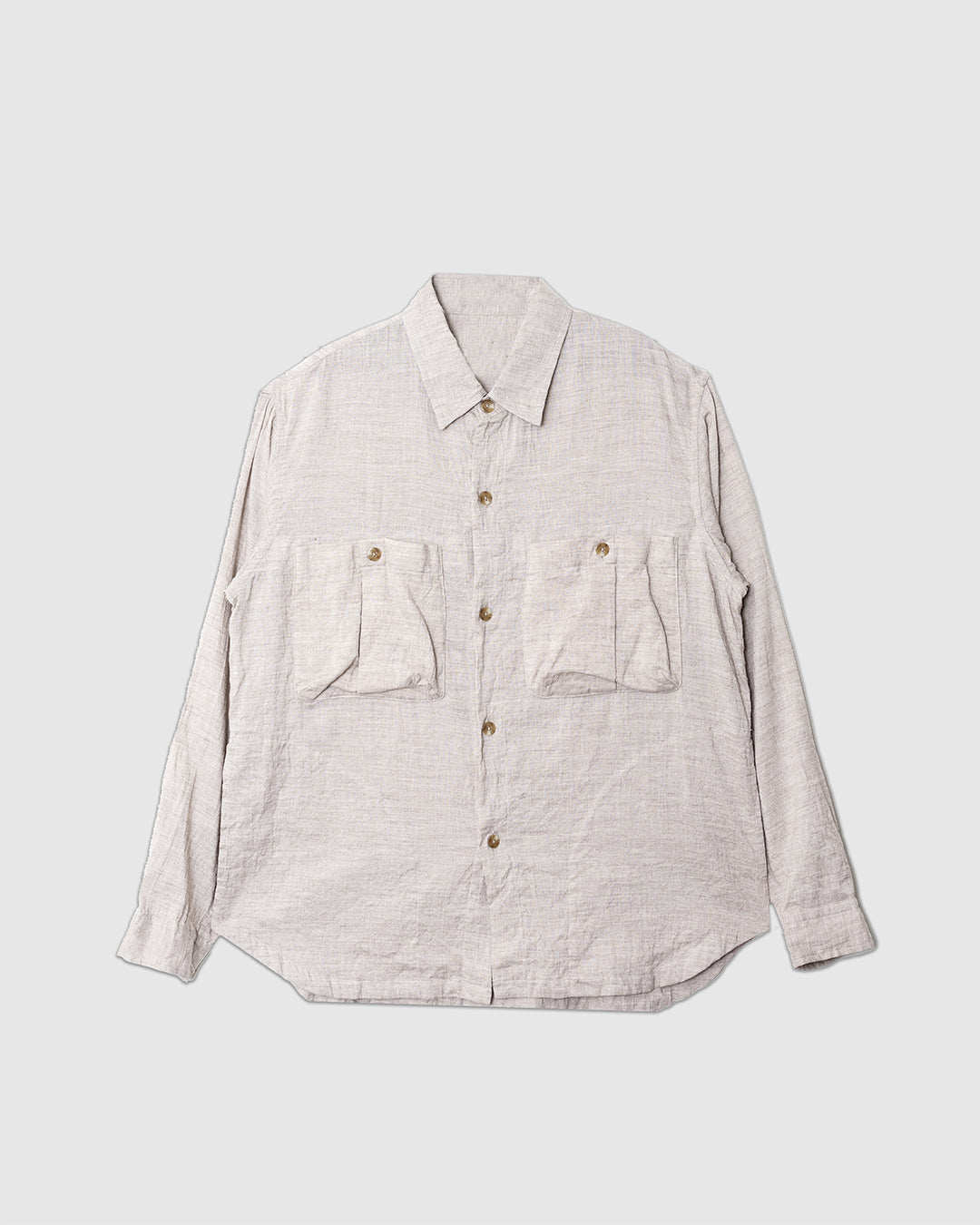 Washed Lawn Cloth Linen Work Shirt Jacket Ecru