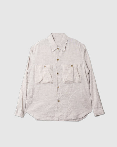 Washed Lawn Cloth Linen Work Shirt Jacket Ecru