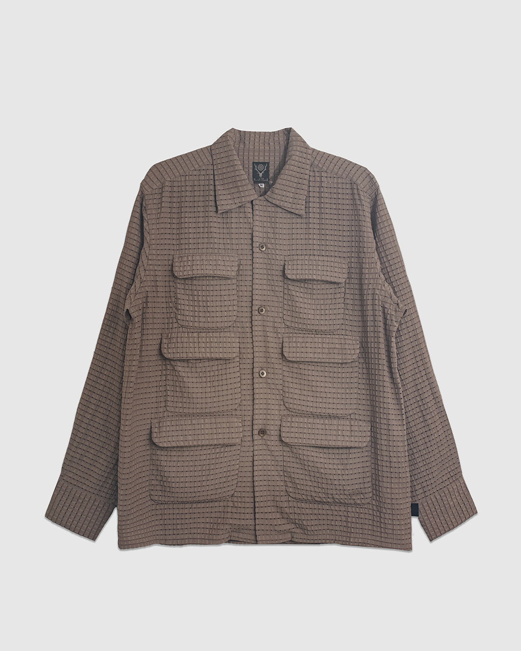 6 Pocket Shirt Rayon Dobby Brown