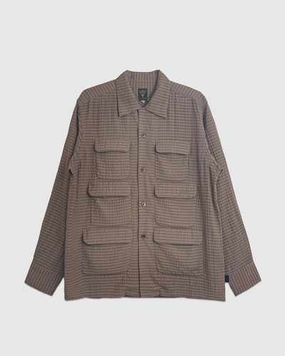 6 Pocket Shirt Rayon Dobby Brown