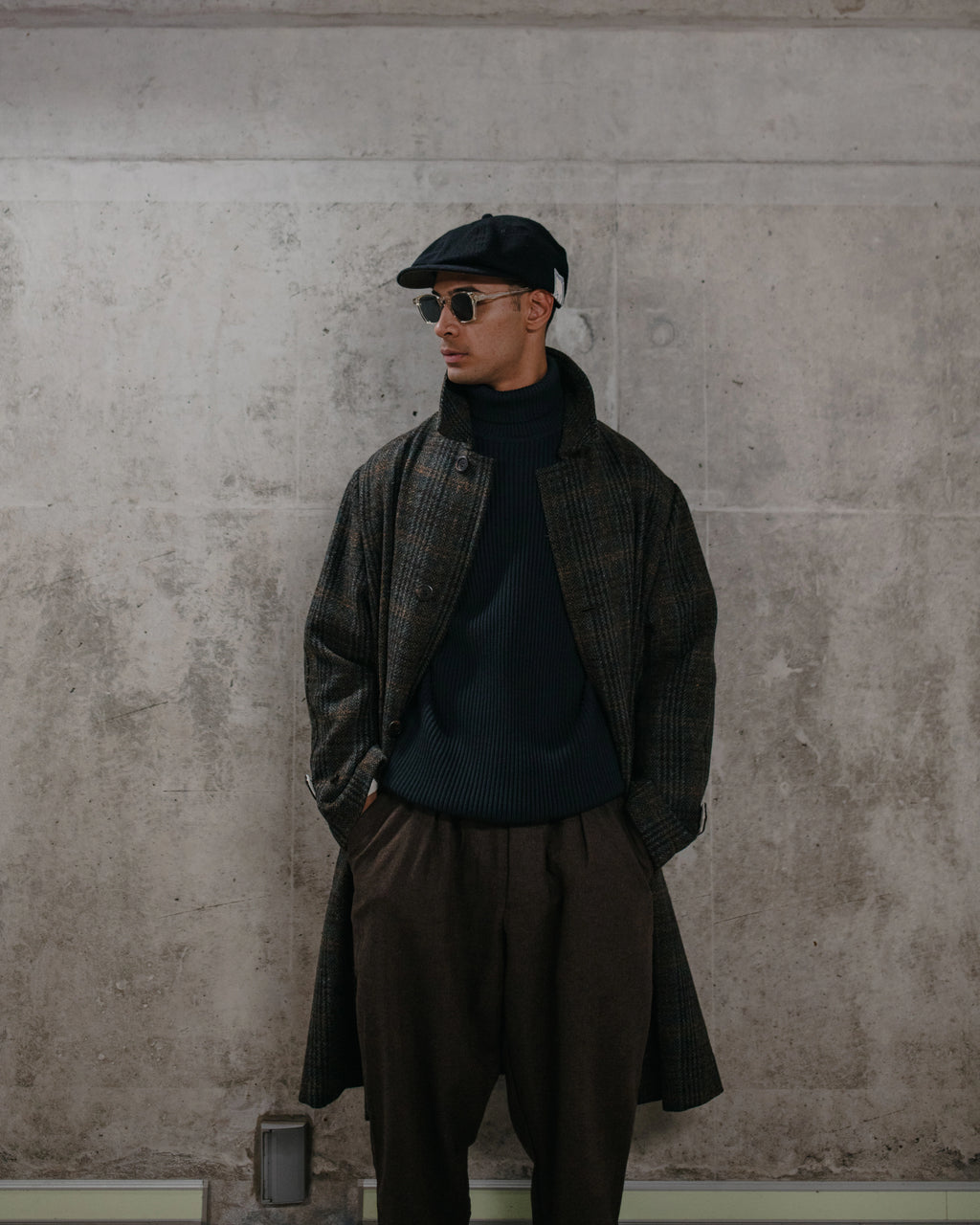 Harris Tweed Balmacaan Overcoat Check
