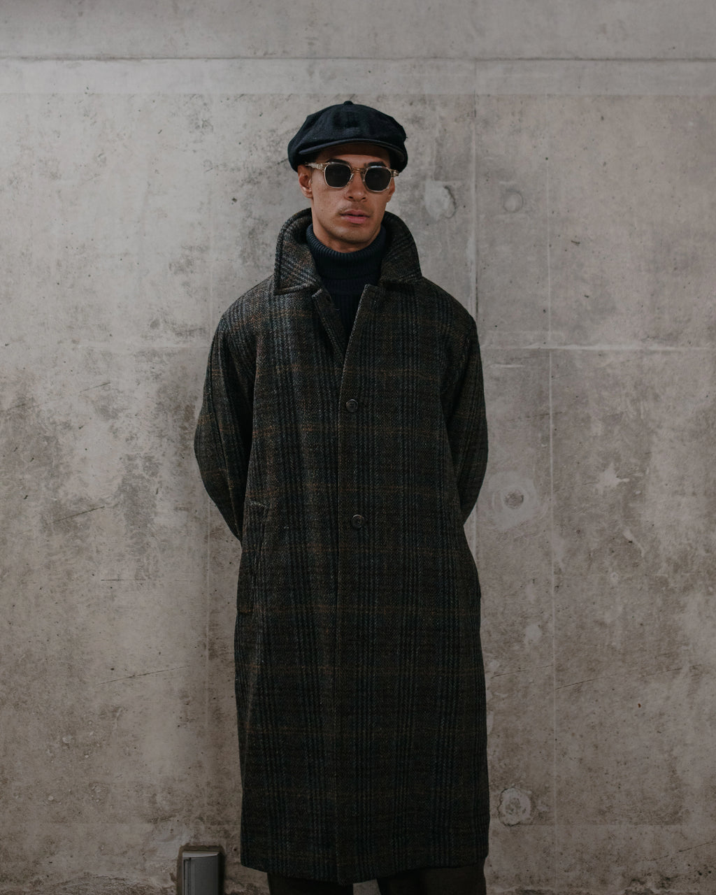 Harris Tweed Balmacaan Overcoat Check