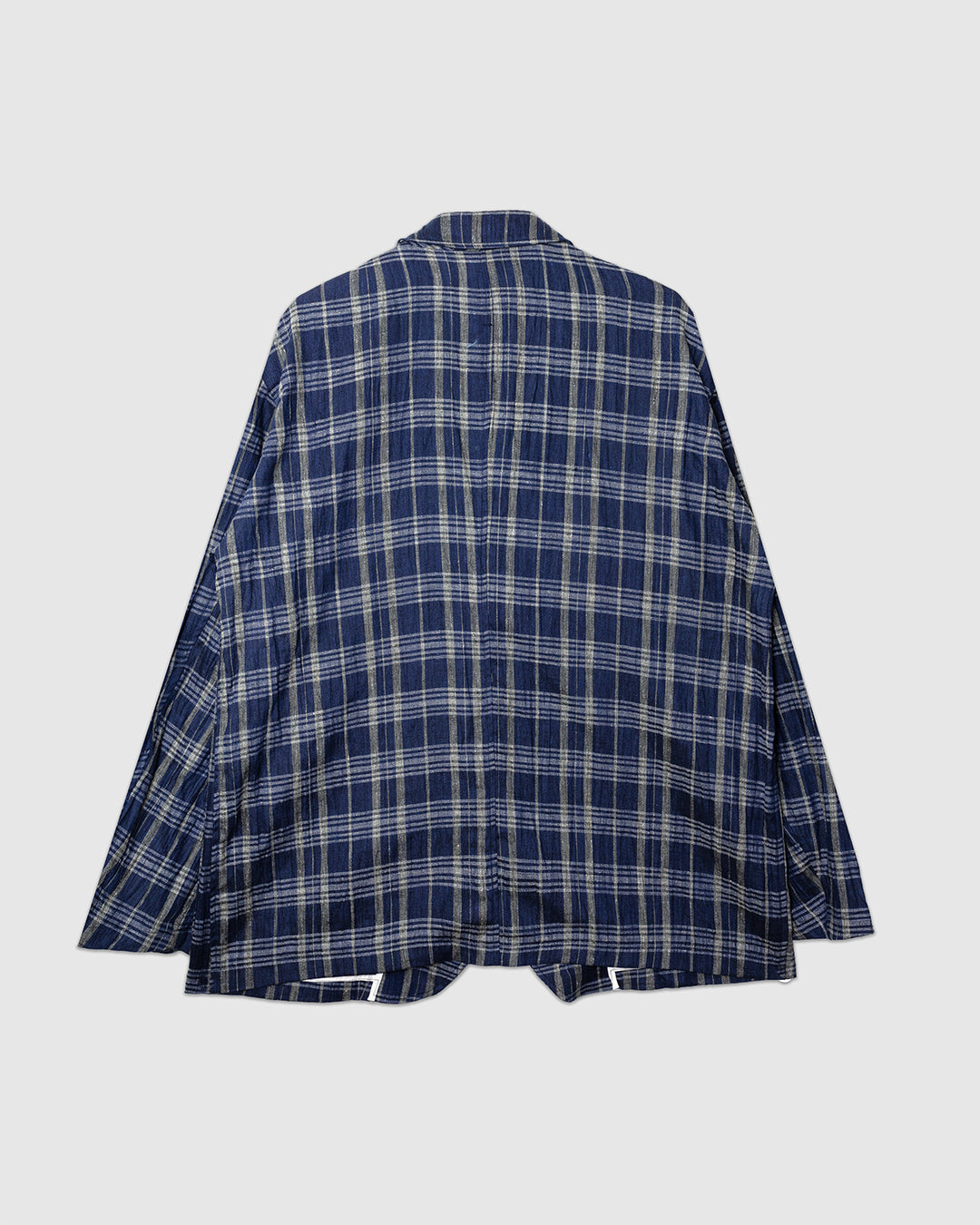 Linen Check Tailored Jacket Navy