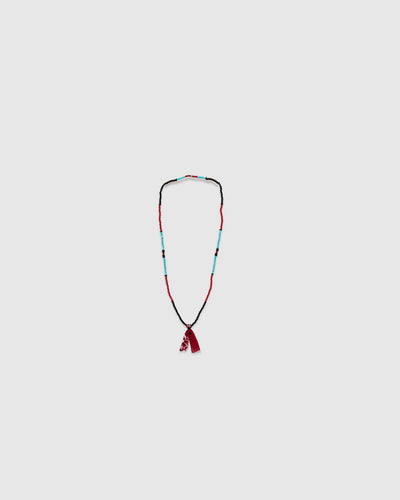 #7 Beaded Necklace Black/Bordeaux/Turquoise/Bordeaux Bandana