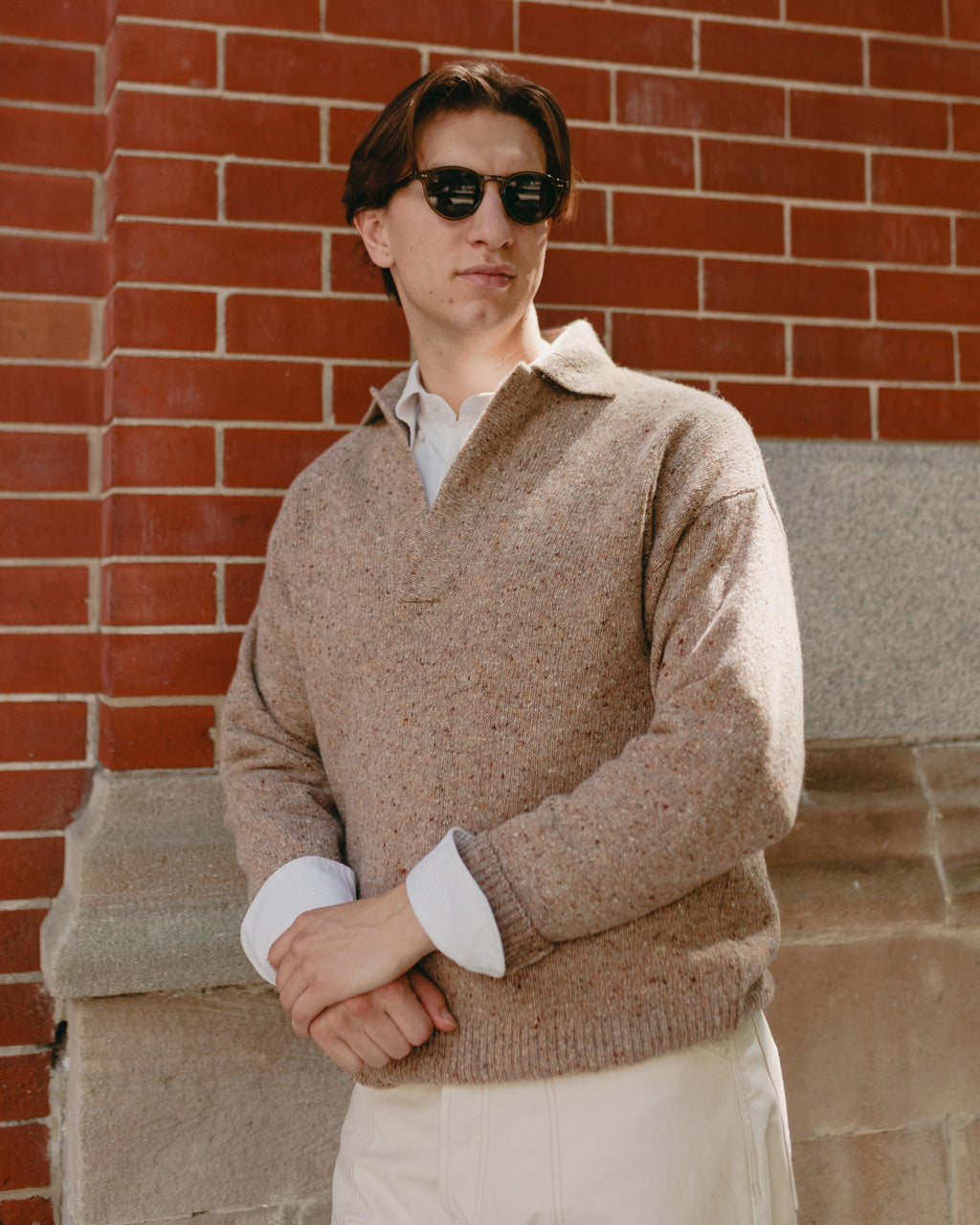 Allez Wool Knit Polo Super Wool Beige