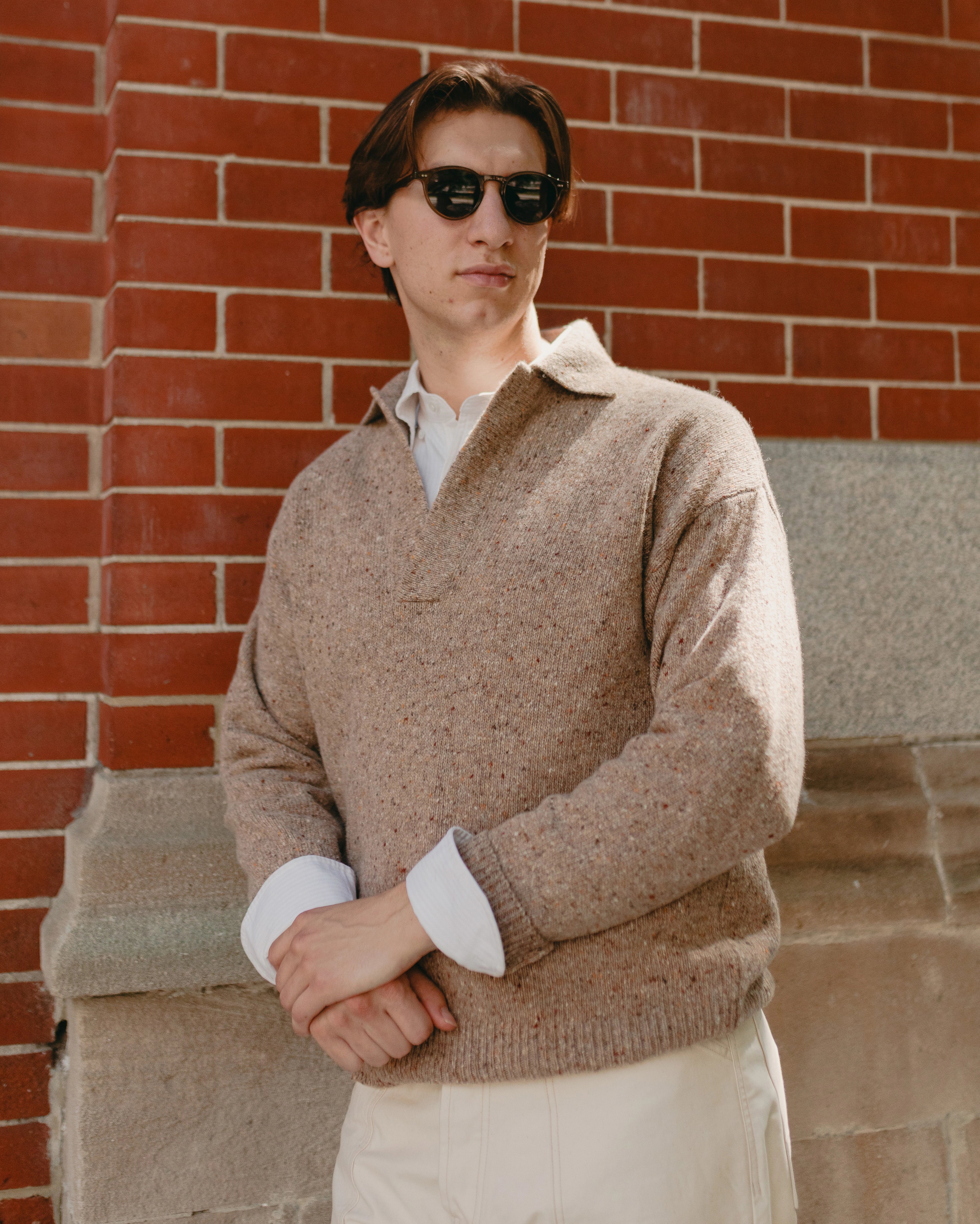 Allez Wool Knit Polo Super Wool Beige