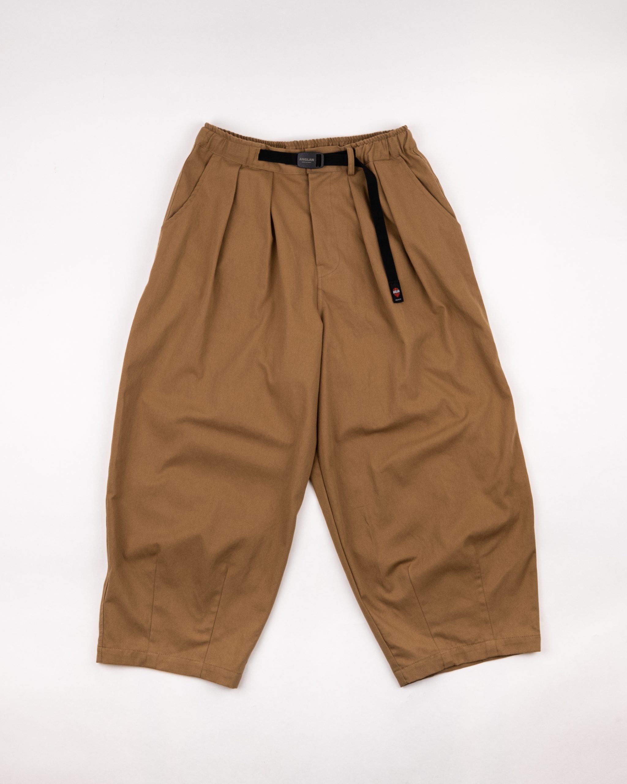Twill Cotton Belt Balloon Pants - Beige