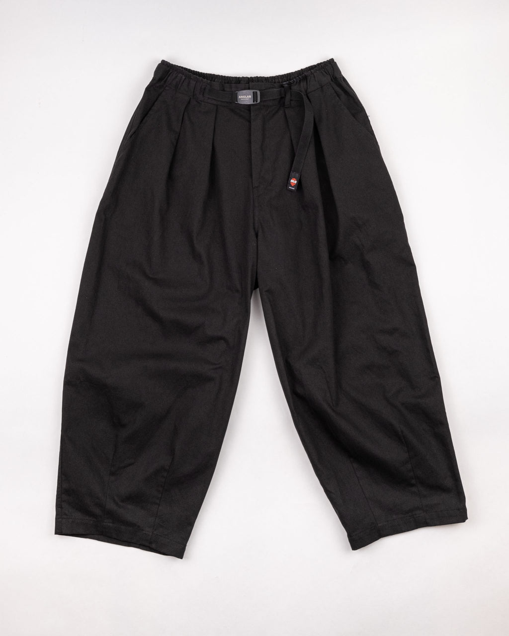 Twill Cotton Belt Balloon Pants - Black