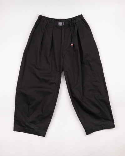 Twill Cotton Belt Balloon Pants - Black