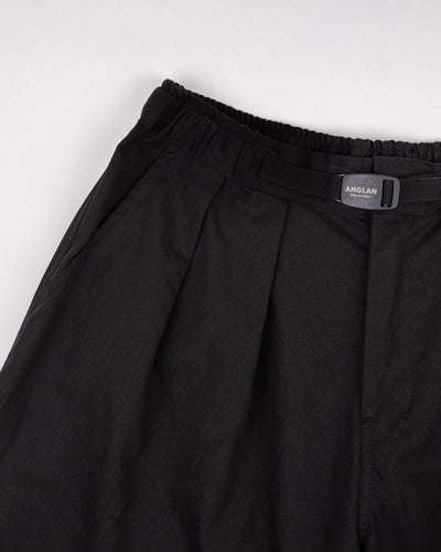 Twill Cotton Belt Balloon Pants - Black