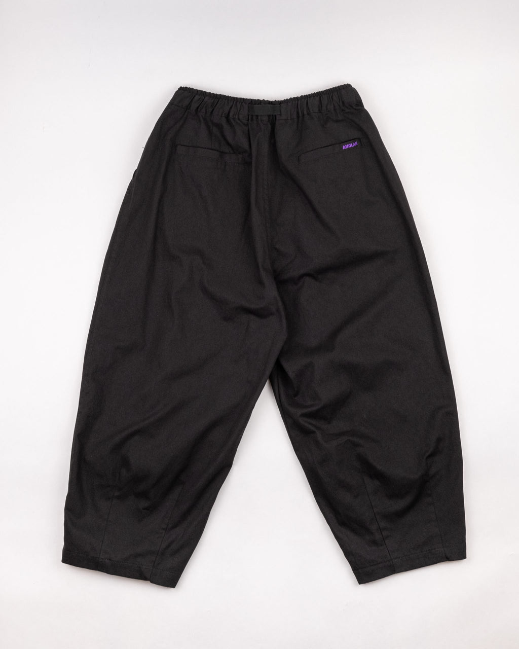 Twill Cotton Belt Balloon Pants - Black