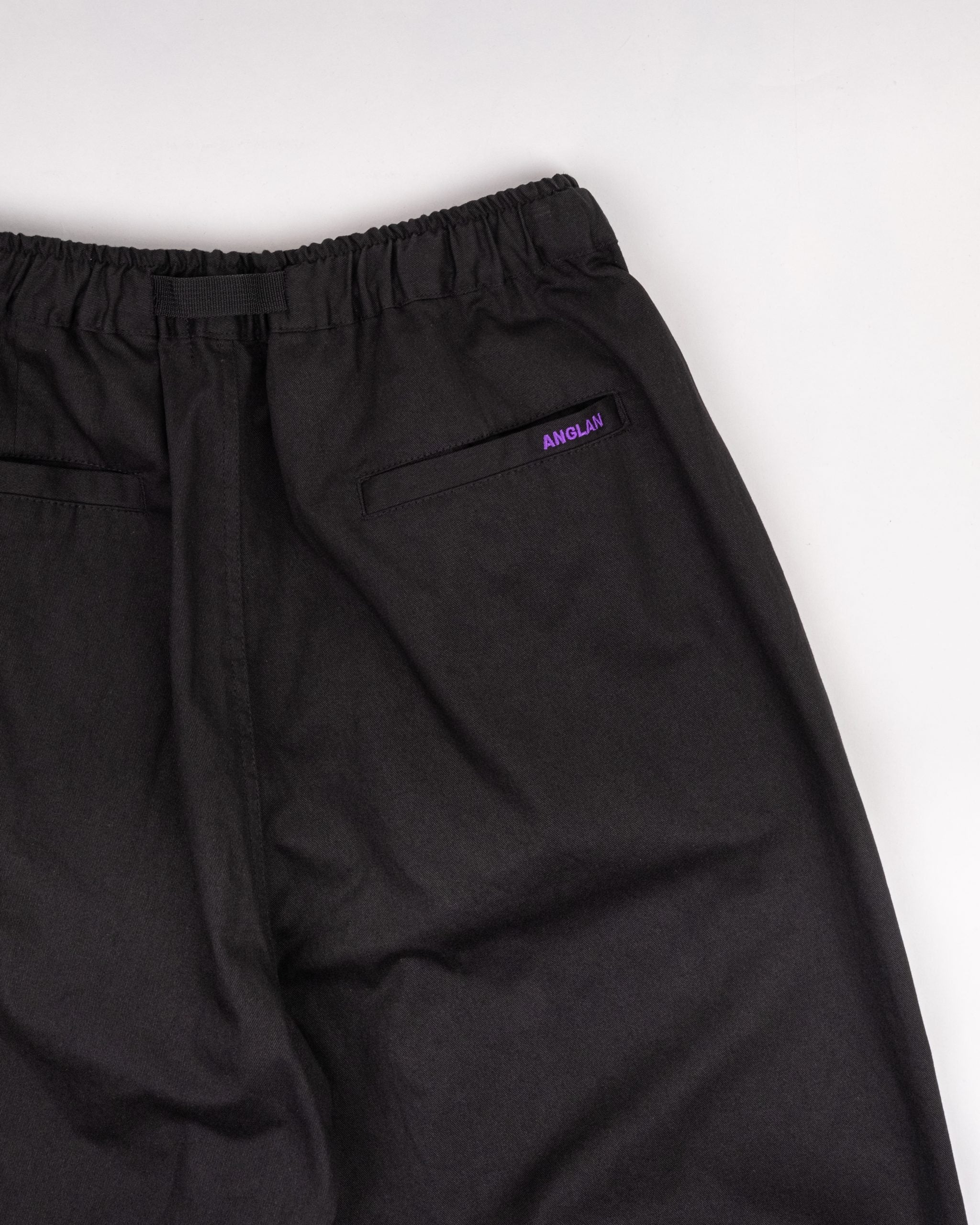 Twill Cotton Belt Balloon Pants - Black