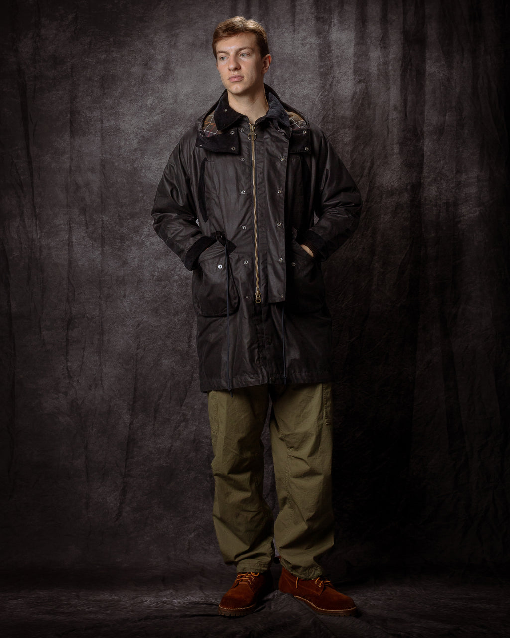 Barbour x Norbit Long Wax Jacket Navy