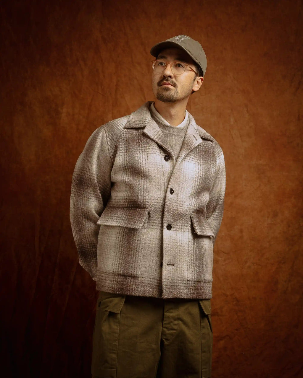 Brother New Shirt Jacket Check Square Beige