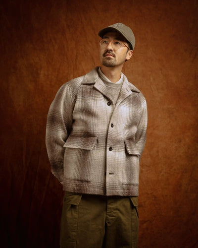 Brother New Shirt Jacket Check Square Beige