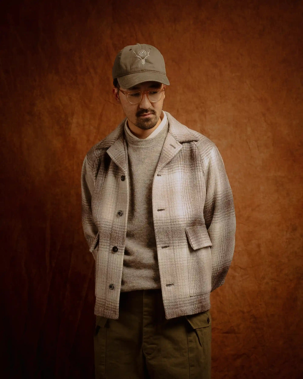 Brother New Shirt Jacket Check Square Beige