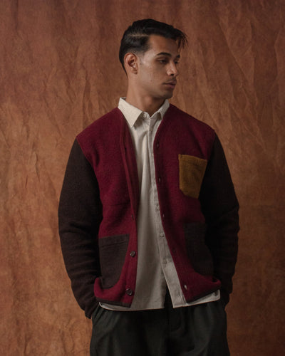 Cardigan Wool Fleece Berry/Brown