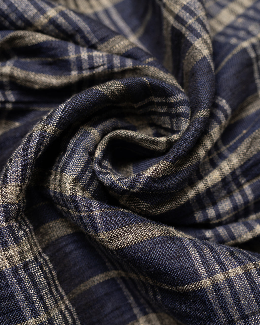 Linen Check Tailored Jacket Navy