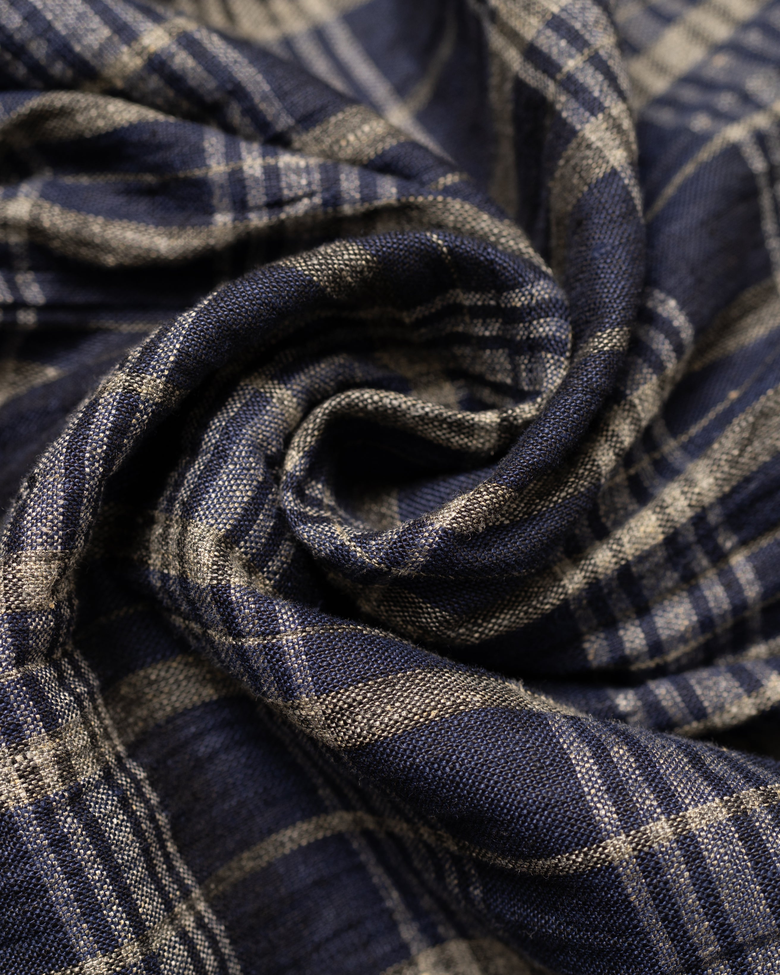 Linen Check Tailored Jacket Navy