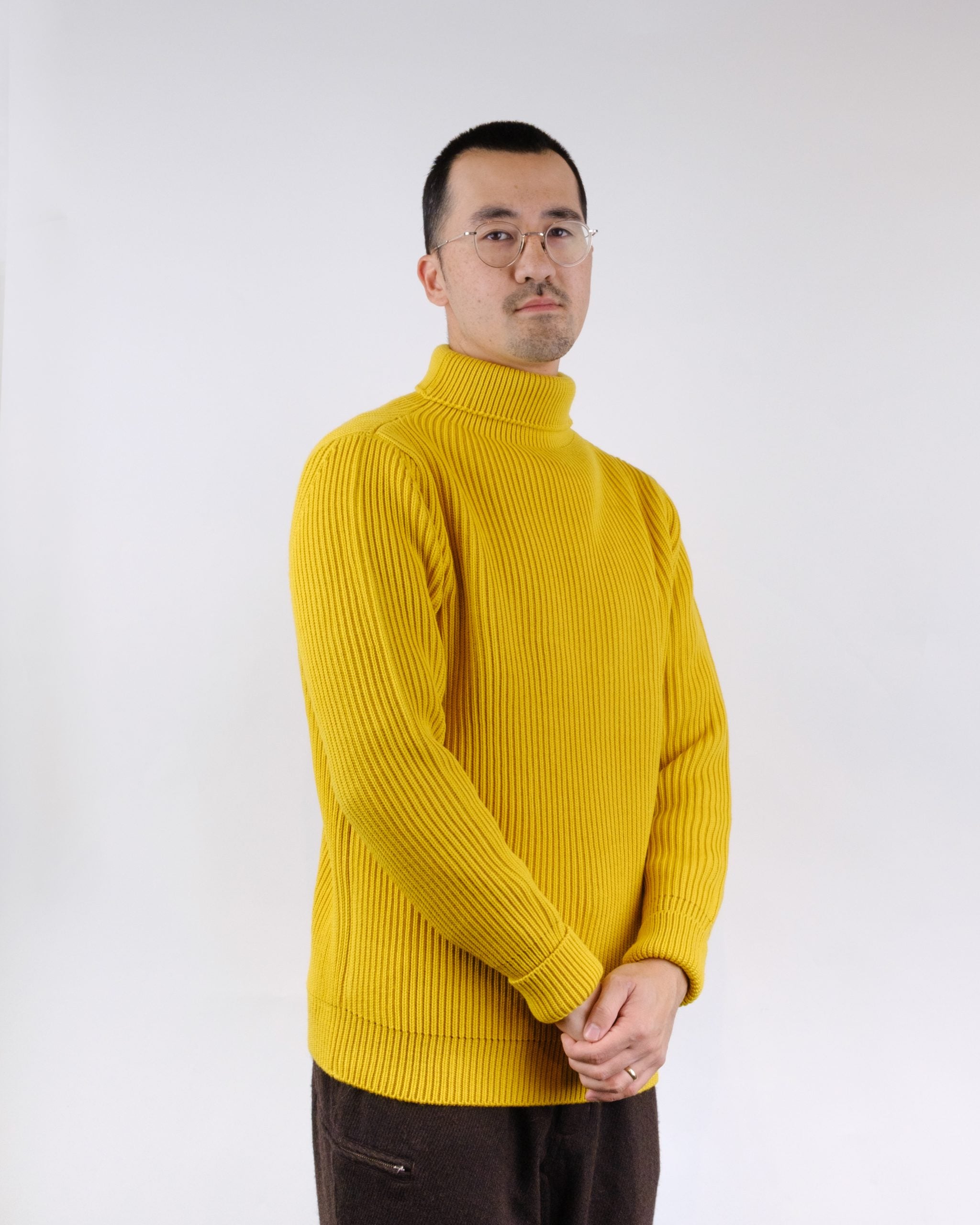 Navy Turtleneck Yellow