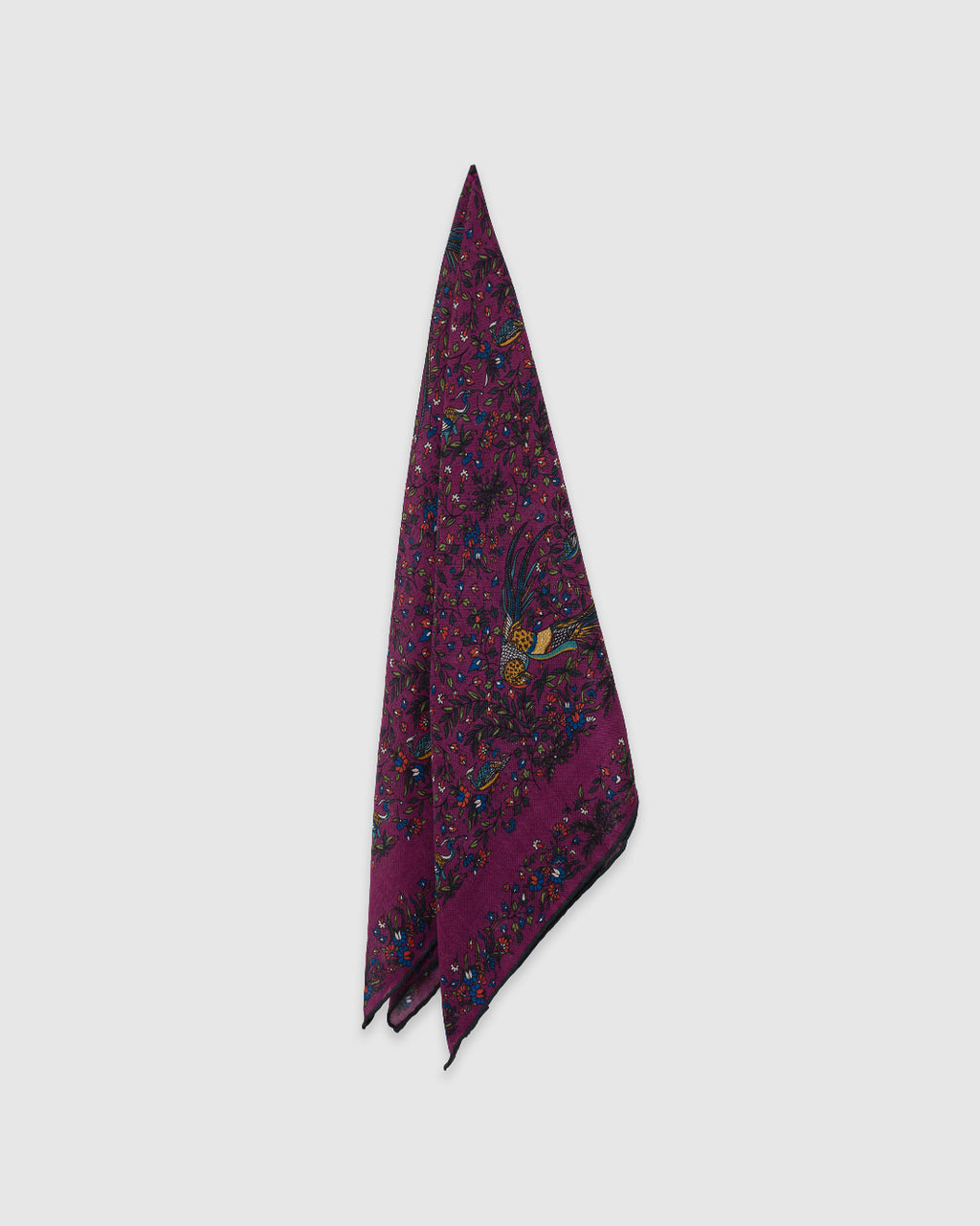 Birds of Paradise Wool/Silk Square Scarf Magenta