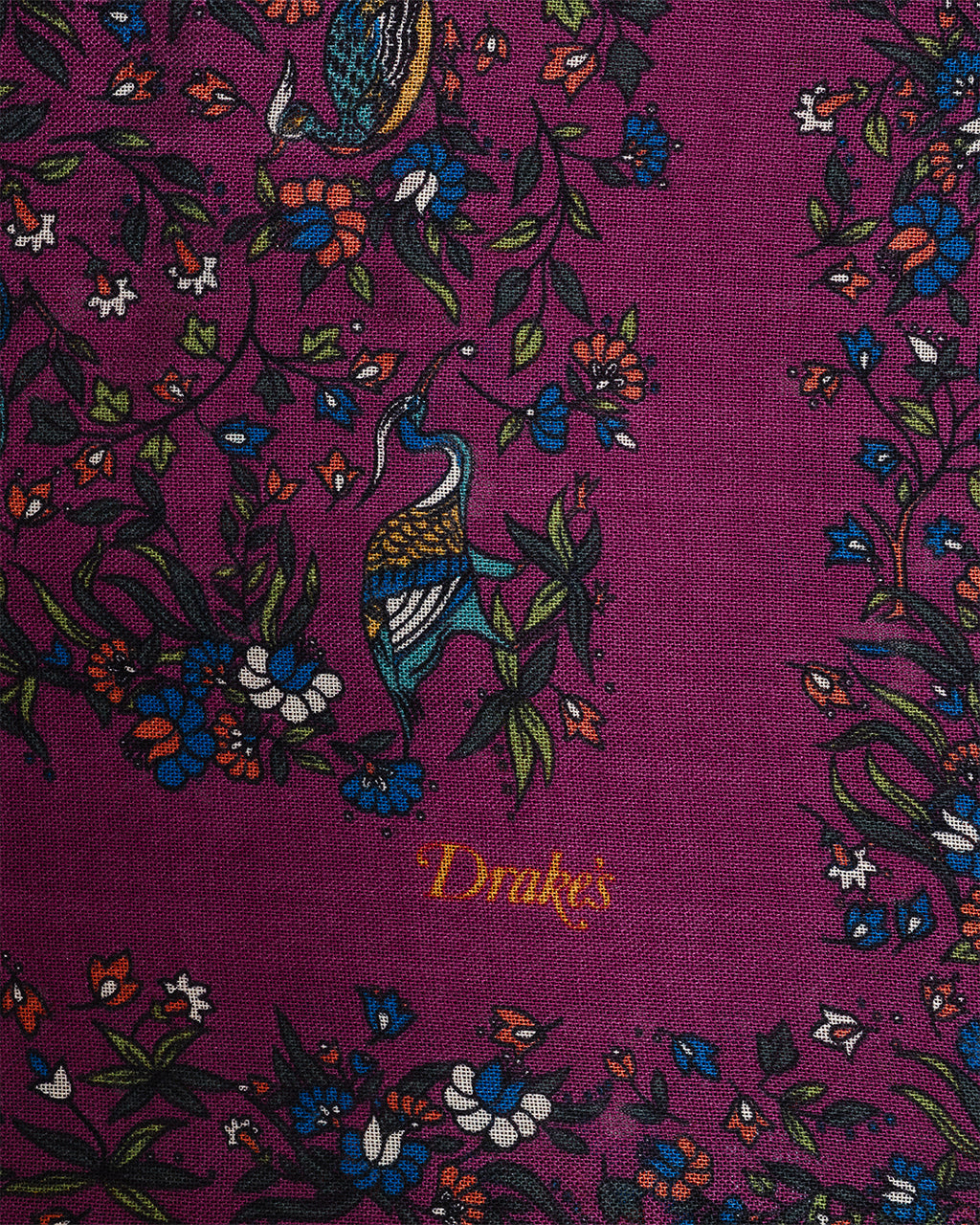 Birds of Paradise Wool/Silk Square Scarf Magenta