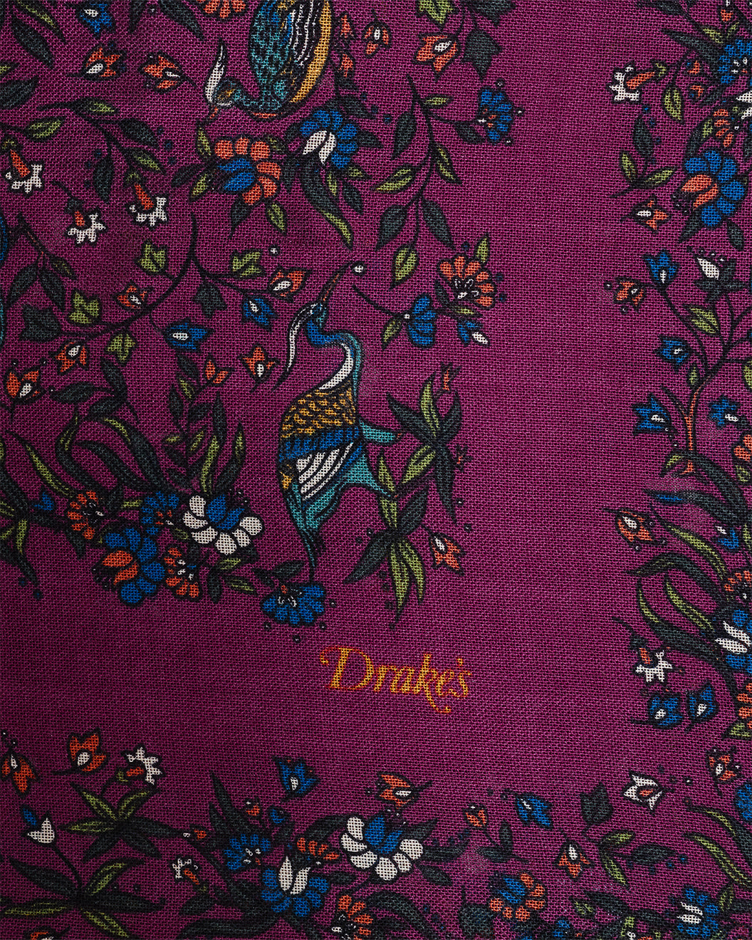 Birds of Paradise Wool/Silk Square Scarf Magenta