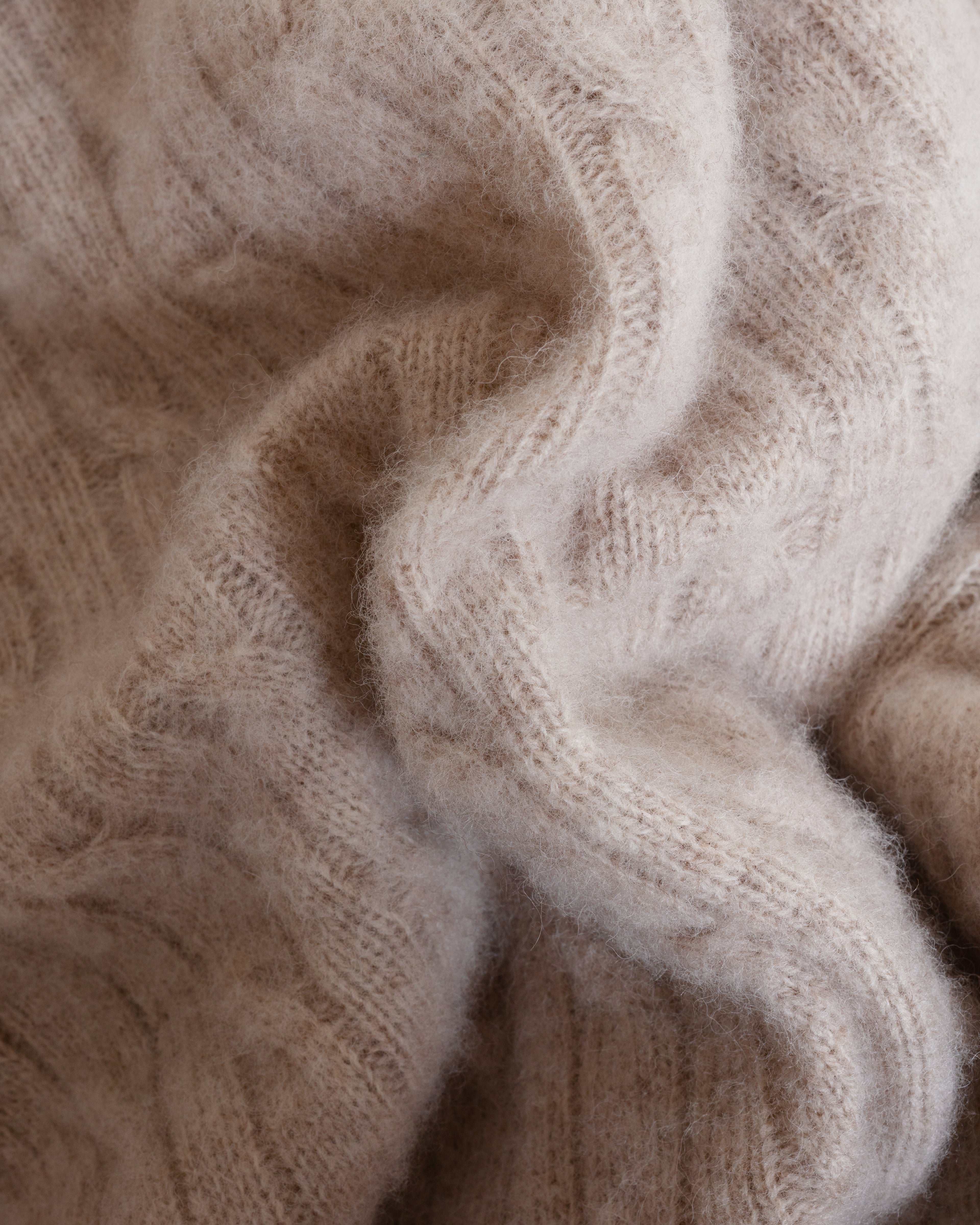 Brushed Shetland Cable Jumper Vellum
