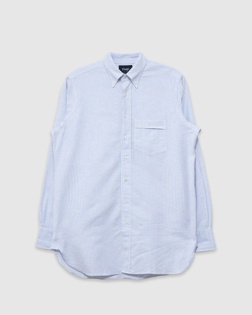 Ticking Stripe Button Down Oxford Shirt Lt Blue
