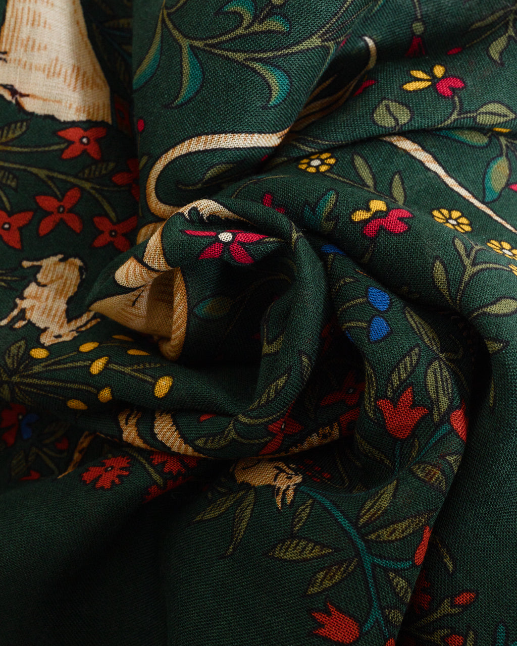 Unicorn Garden Wool/Silk Square Scarf Green