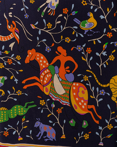 Animals and Flowers Print Bandana Navy