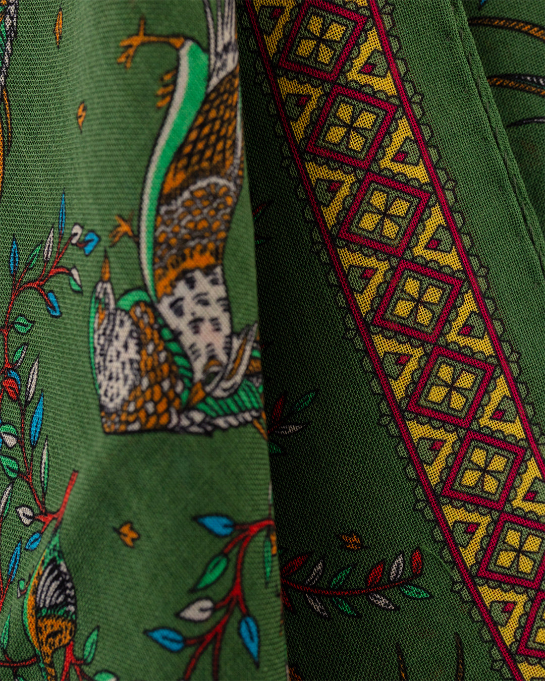 Birds Of Paradise Print Scarf Olive