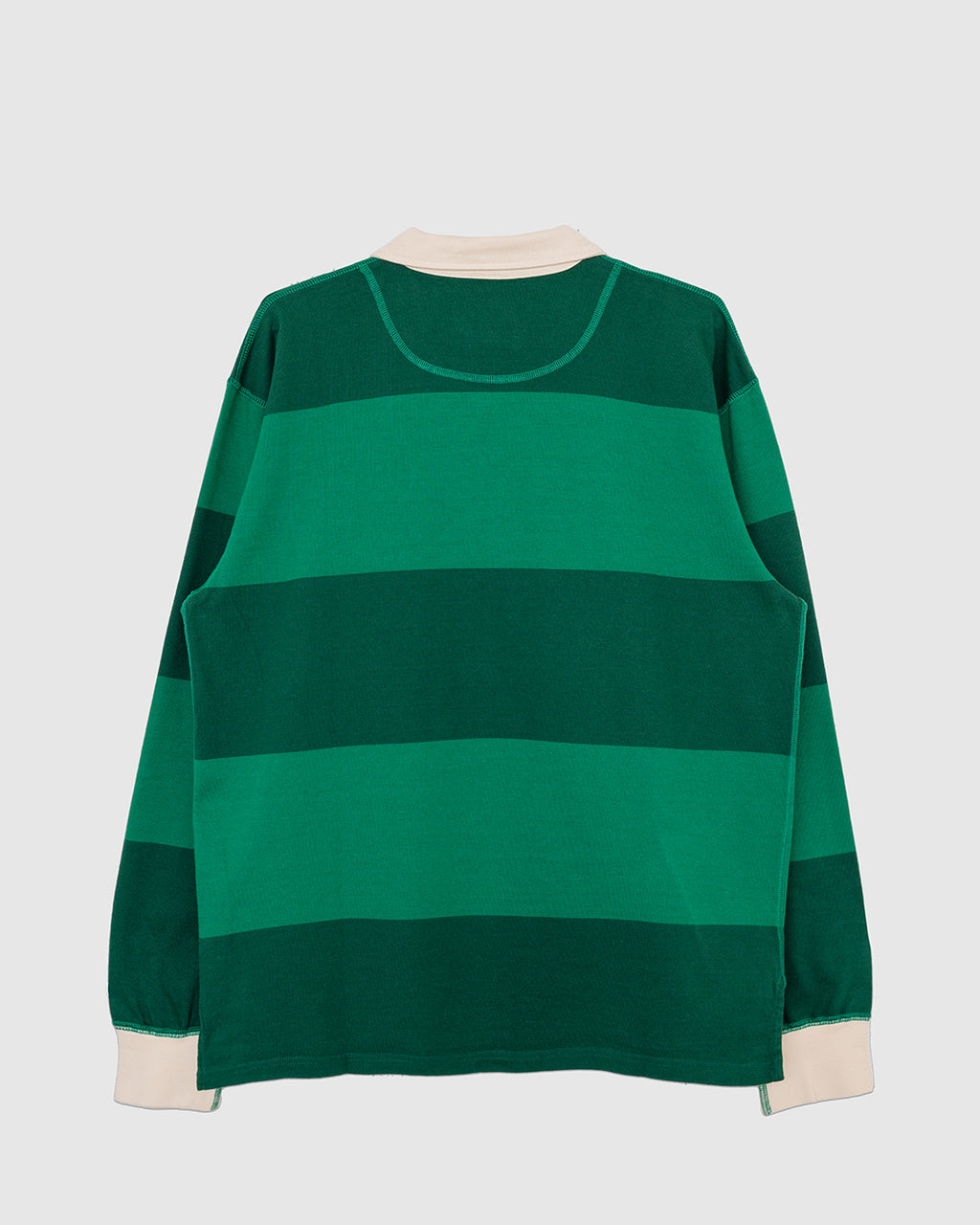 Block Stripe Quarter Zip Rugby Dark Green