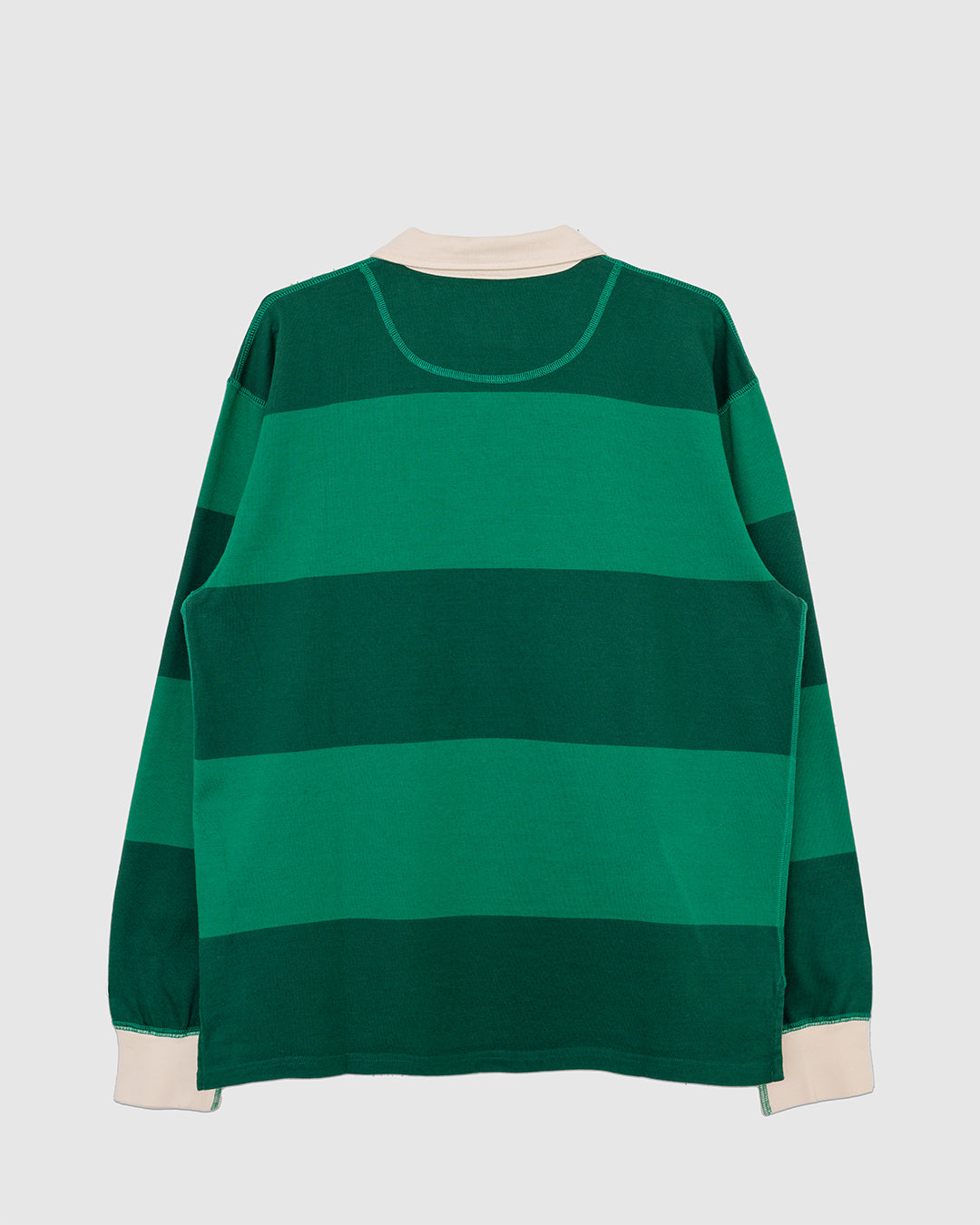 Block Stripe Quarter Zip Rugby Dark Green
