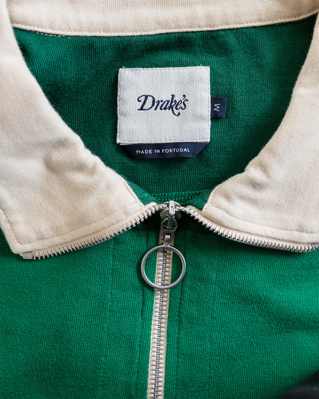 Block Stripe Quarter Zip Rugby Dark Green