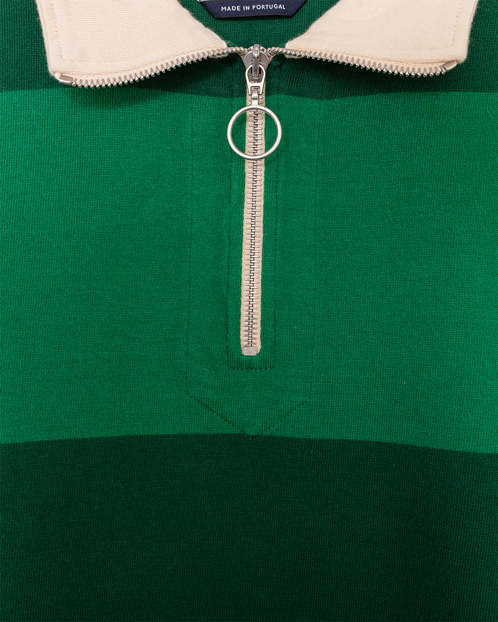 Block Stripe Quarter Zip Rugby Dark Green