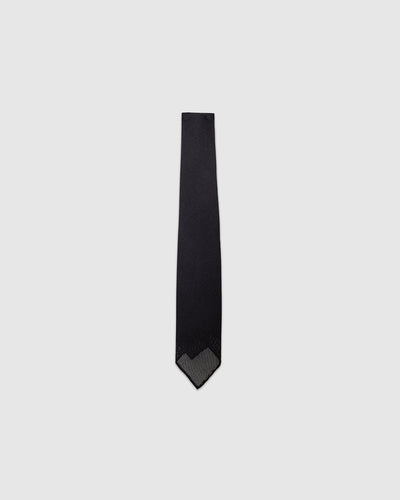 Fine Woven Grenadine Silk Hand Rolled Tie Black