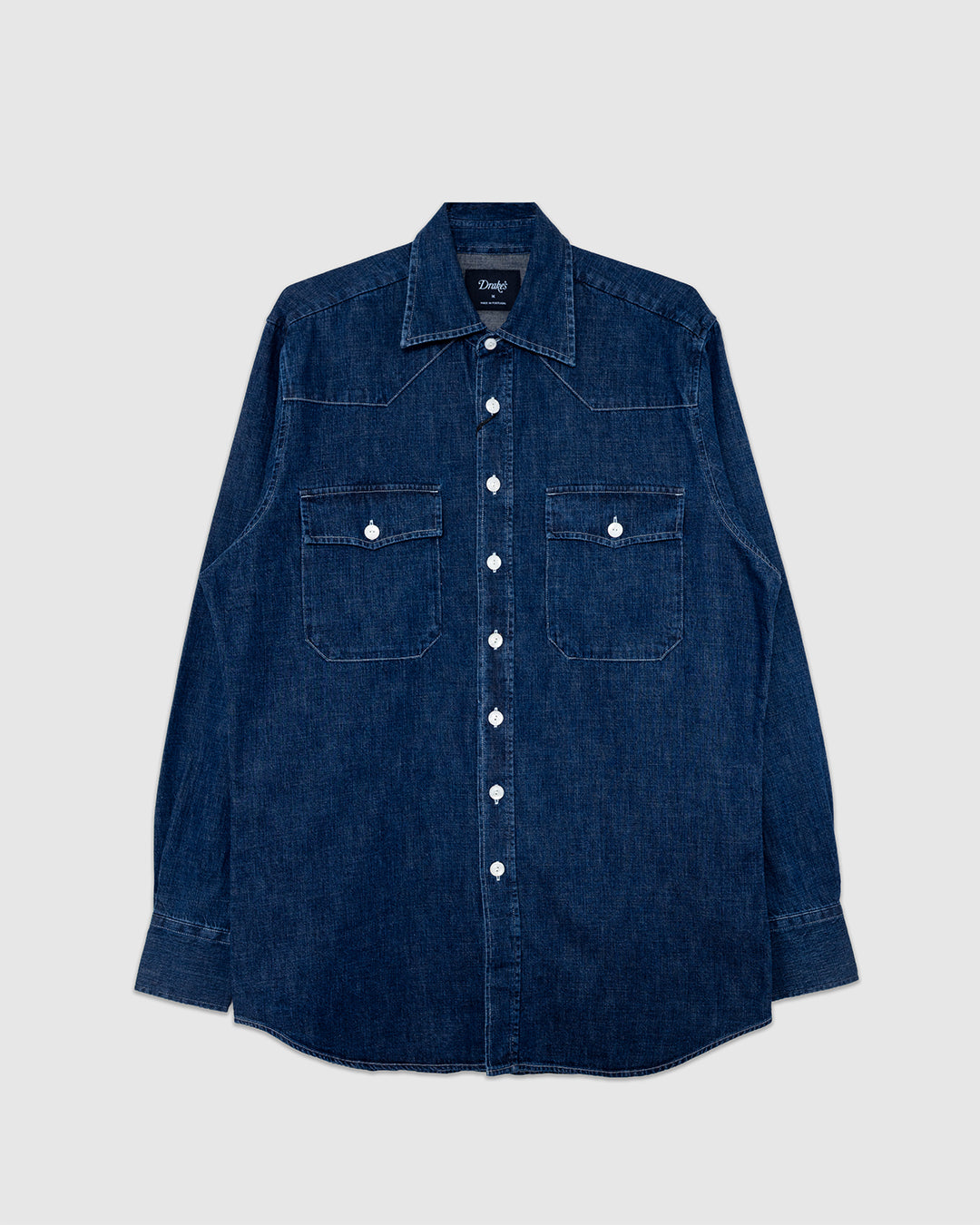 Light Denim Western Shirt Stone Wash