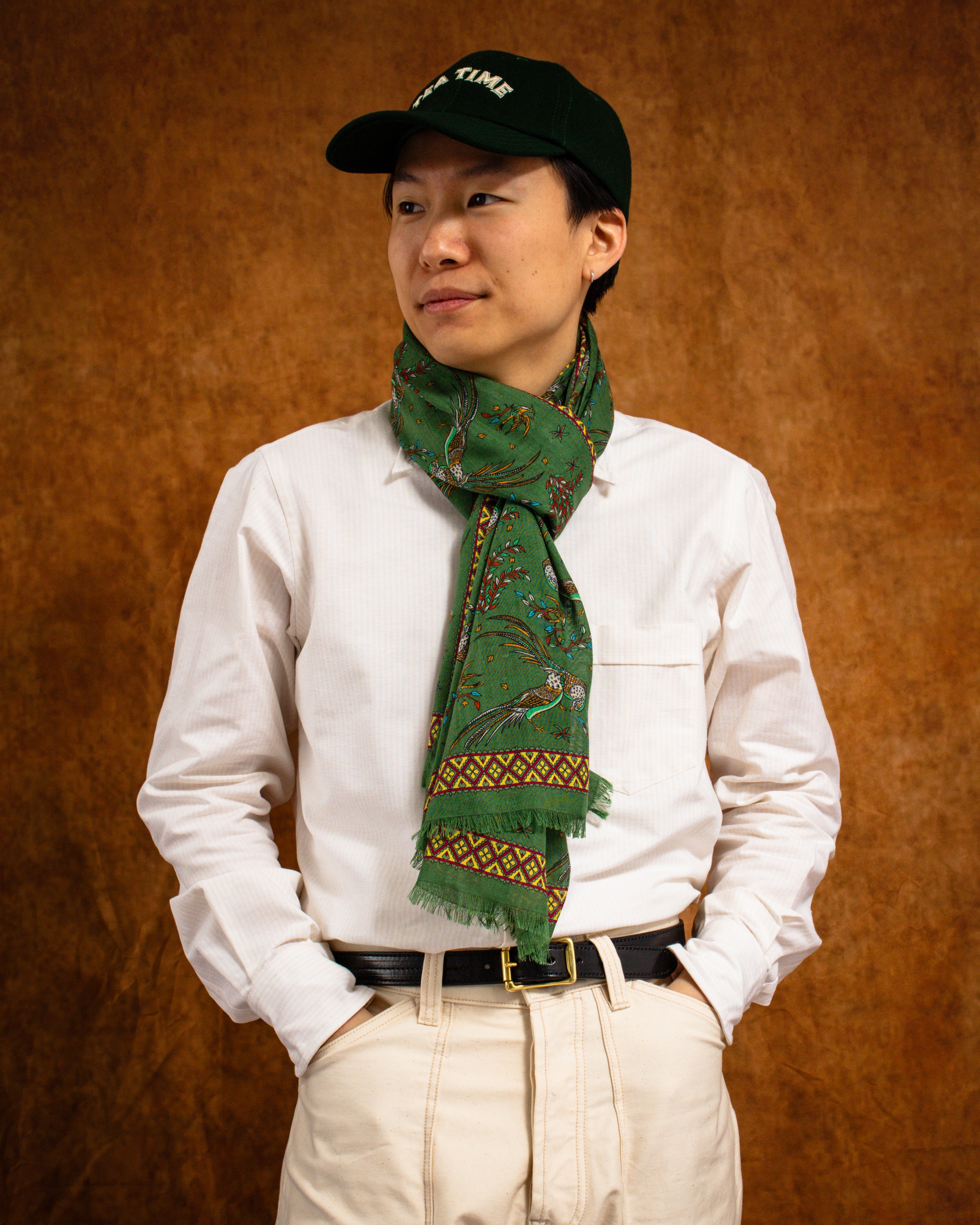 Tea Time Wool Baseball Cap Forest Green