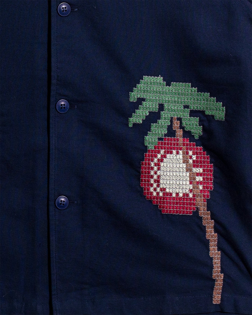Veloso Bahia Sunset Embroidery S/S Shirt - Navy