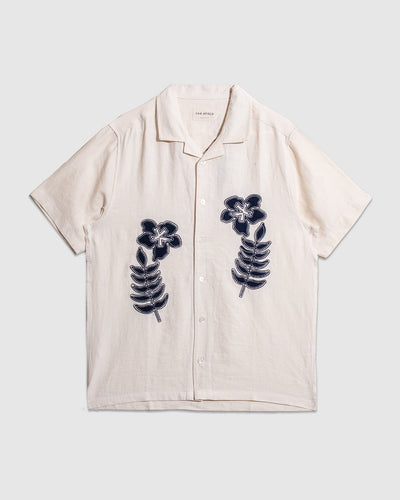 Stachio Floral Flock S/S Shirt - White