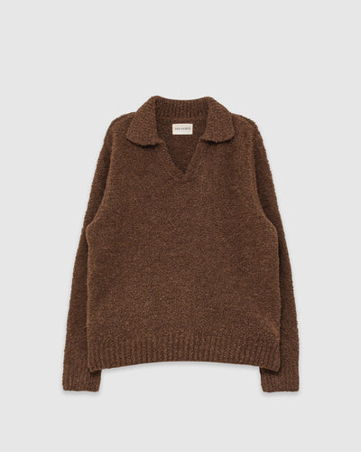 Clifford Knitted Polo Brown Boucle