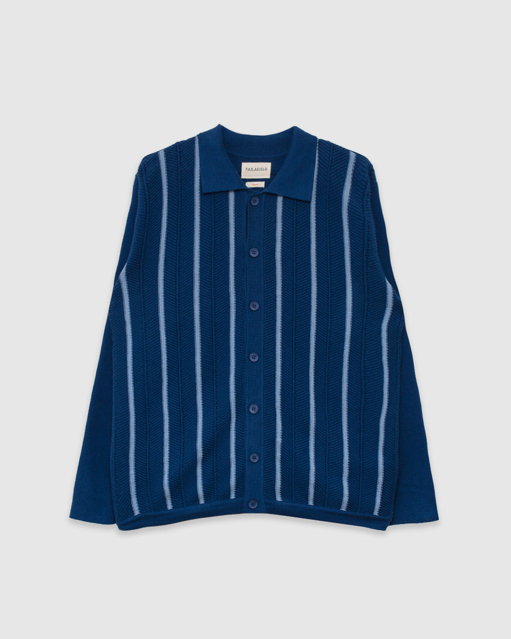Zigger Knitted Shirt Navy/Blue Textured Stripe